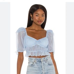 NWT For Love & Lemons Sunshine Crop Top in Light Blue XXS